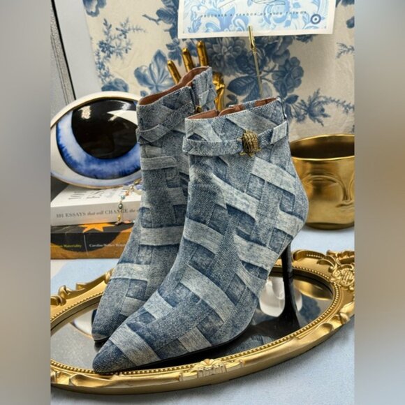 🆕 KURT GEIGER LONDON 🧿 NWOB Kensington Flexi Ankle Boot, Denim - Sz 37 US 7 - Picture 7 of 14